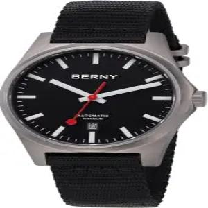 남성용 BERNI 자동 티타늄 시계 10ATM 방수 기계식 AR 크리스탈 사파이어 초발광 아날로그 날짜 철도 생일