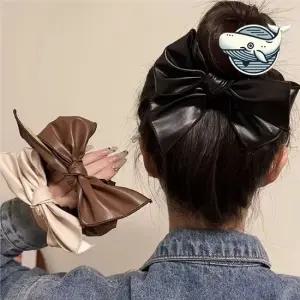 세련된 리본 가죽 헤어 끈 곱창 스크런치 모음 스크런치 고무줄 곱창머리끈 리본머리끈