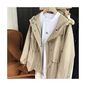 EAMT 여사친 야구 점퍼 봄가을 루즈핏 노바디 후드 스트링 트렌치 숏코트 EUNG1