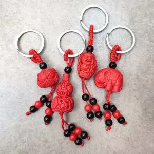 키링 행운의 진사 빽꾸미기 붉은 펜던트 열쇠고리 진사 키링