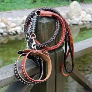 예홈펫 소가죽 강아지 리드줄 하네스 목줄 목걸이