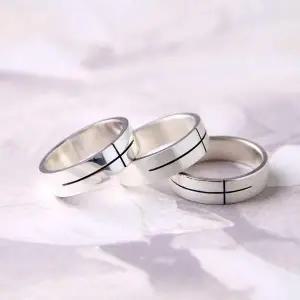 실버 라인 십자가 평반지 심플 남자 여자 은반지 기독교목걸이