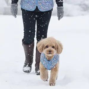 반려견 강아지 김장조끼 꽃무늬 누빔 조끼 할머니 할머니조끼 강아지 패션
