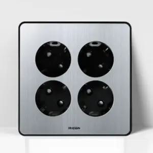 현대 매입콘센트 4구 콘센트 실버 전기스위치 커버