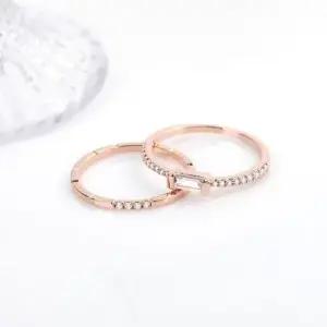 세트반지 로즈골드 나미야 큐빅 레이어드 패션 반지 14Kgp 세트