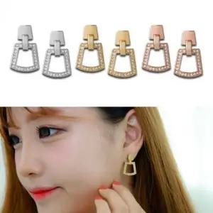 귀걸이 14Kgp 드롭 악세사리 럭셔리 볼드 스퀘어 큐빅