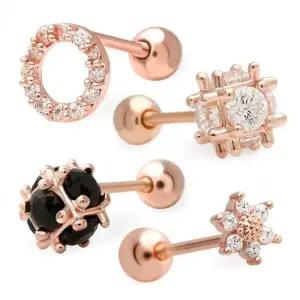 볼 Gold-pin 큐빅 여자장갑 플라워 피어싱 14K 털장갑