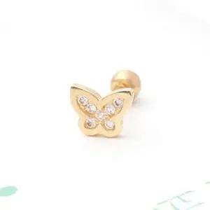 나비 10K 피어싱귀걸이 피어싱 금 여성피어싱 큐빅 골