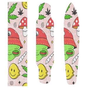 허스리티 트리피 에일리언 두들 롱보드 그립 테이프 44인치 x 10인치 버블 프리 스케이트보드 시트 스쿠터 스케이트보드용 쉽게 적용