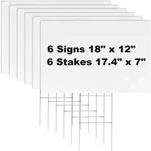 생일을 맞아 금속 말뚝이 있는 18 x 12 인치 흰색 골판지 플라스틱 야드 표지판 부동산 차고 세일 임대료