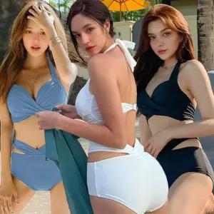 스트랩 비키니 수영복 (투피스) 여성비키니 투피스비키니