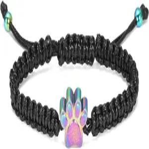 반려동물 유골을 위한 상시 화장 팔찌 - 강아지 발 펜던트 뱅글 스테인리스 스틸 기념 항아리 보석