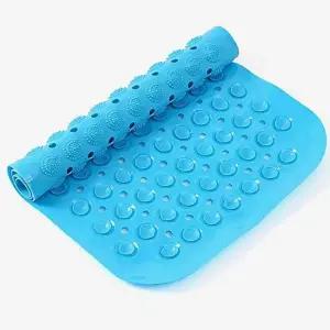 욕실매트 타일흡착 블루 36x70cm 미끄럼방지 고무 욕실 매트