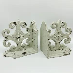 장식용 북엔드 선반용 주철 책 엔드 헤비 듀티 2종 세트 홀더 앤티크 화이트 지원