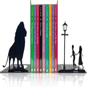 라이온 앤 램프 포스트 장식 북엔드 - 선반 나니아 팬 및 문학 애호가를 위한 마법 테마