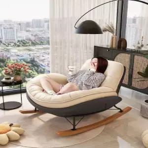 흔들 의자 1인용 편안한 쿠션 야외용 안락체어 리클라이너 스윙 라탄 접이식 빈티지