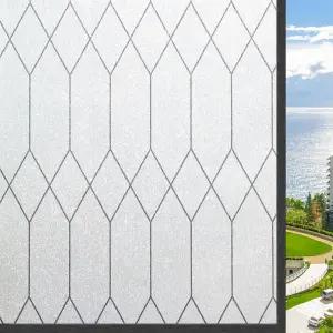 크로마폴리스 윈도우 프라이버시 필름 프로스팅 유리 창문 걸쇠 탈착식 비닐 도어 커버 모로코 라인 장식용