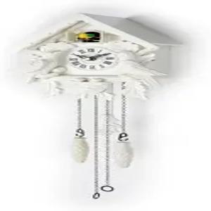 야간 모드 나무 장식 흔들리는 진자가 있는 타임기어 뻐꾸기 시계(흰색)