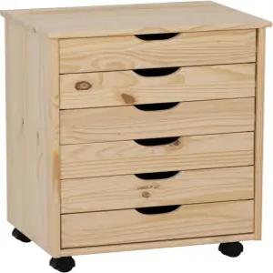 리논 코린 미완성 와이드 6 서랍 나무 롤링 보관 카트