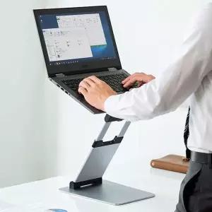 SANWA 알루미늄 노트북 스탠드 받침대 스탠딩 거치대