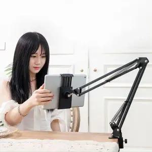 테블릿 클램프 거치대 집게형 침대 핸드폰 자바라