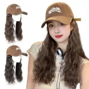 니잔 브라운 캡모자형 물결 웨이브 가발 모자 웨이브 패션 가발