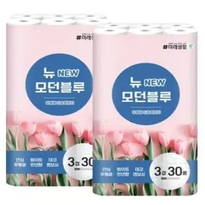 미래생활화장지 미래생활 모던블루 두루마리휴지 3겹 화장지 30롤 2팩