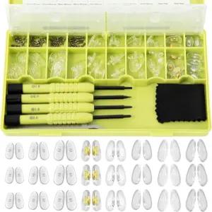 안경 코 패드 교체 정밀 드라이버 세트가 포함된 스크루인 24쌍 나사가 마그네틱 수리 키트 여행용 커브드