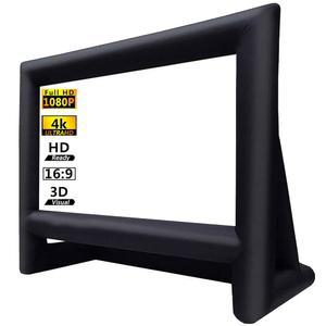 XHYCPY 16피트 팽창식 영화 스크린 야외 프로젝터 스크린(에어 블로워 저장 백 포함) - 전면/후면 투사 뒷마당 영화의 밤을 위한 쉬운 블로우 업 설정 테마