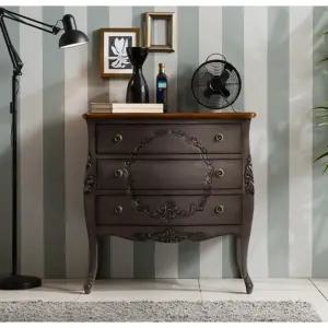 엔틱 수제가구 원목 3단 그레이 콘솔 서랍장(87cm) 광폭 아파트 슬림 심플