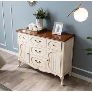 이태리 클래식 엔틱 거실 보조 콘솔 사이드장(120cm) 수납 정리함 빈티지