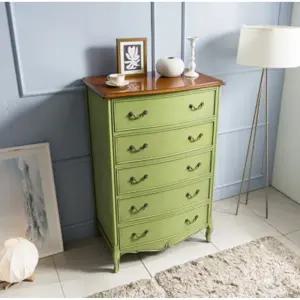 미드센츄리 빈티지그린 5단 안방 원목 서랍장(88cm) 정리함 깊은 예쁜 옷장