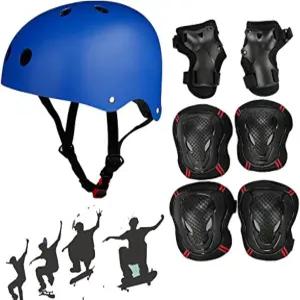 청소년 야외 스포츠를 위한 조절 가능한 스케이트보드 스케이트 헬멧 무릎 보호대 팔꿈치 손목 BMX 스쿠터