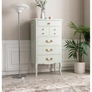 프렌치 엔틱 파스텔그린 높은 5단 포인트 원목 서랍장 서재 서랍정리함 옷