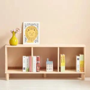 원목 낮은 가로 선반책장 (1단3칸) 아기방 원룸용 키즈 어린이 어린이집