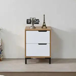 블랙스틸 모던 사무실 보조수납 2단 서랍장400(6컬러) 나무 틈새 다용도함