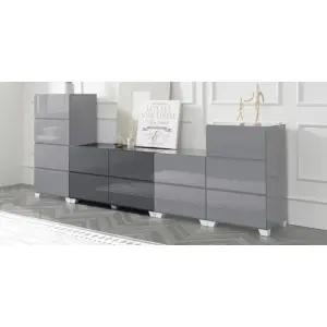 높고깊은수납 모던 유광 그레이 2단4칸 서랍장1000 우드 양말 빈티지 옷 긴