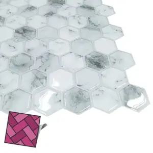 월타일스티커 516 육각 회색벌집 데코스티커타일