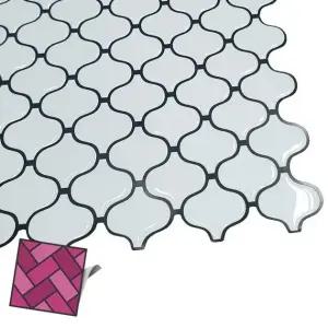 월타일스티커 511 흰색 다마스크무늬 포인트타일