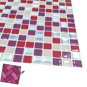 월타일스티커 204 빨강 잔바둑무늬 데코스티커