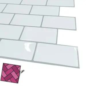 월타일스티커 053 큰백색 벽돌 데코 스티커타일