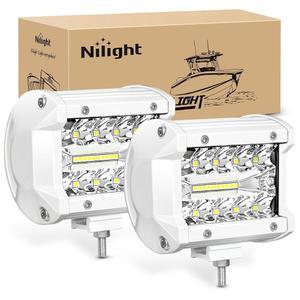 나이트 낚시 티탑 스턴 요트 포트 범선 트럭 트랙터를 위한 Nilight Marine LED 라이트 포드 내비게이션 조명 2PCS 4인치 화이트 스팟 홍수 콤보 폰튼 보트 데크 도크