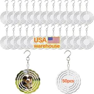 승화 풍력 스피너 50개 블랭크 미국 창고 대량 알루미늄 금속 열 프레스 이송 빈 DIY 선물