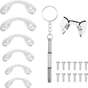 안경용 코 다리 6개 패드 U자형 스트랩 안장 실리콘 미끄럼 방지 교체 스크류 드라이버 나사 삽입 피스