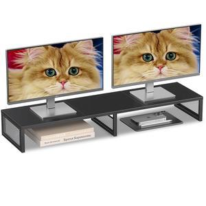 구지 듀얼 컴퓨터 모니터 스탠드 라이저 책상 정리함 악세사리 프린터 TV 선반 사무용품용 사무용 데스크톱 워크스페이스 블랙