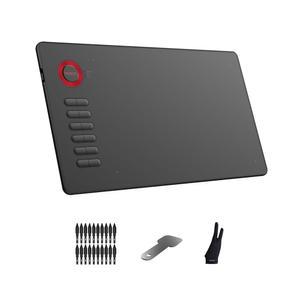 드로잉 태블릿, 12개의 바로 가기 키가 있는 VEIKK A15 10x6인치 드로잉 패드, 8192단계 압력 및 배터리 없는 펜, 20개의 추가 닙, Win / Mac /Linux / Android OS 레드 용 그래픽 태블릿