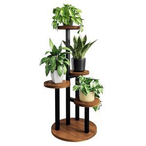 밤월드 식물 테이블 실내 코너 스탠드 톨 메탈 우드 선반 야외 랙 5 티어 거실 발코니 파티오용 정원 액세서리