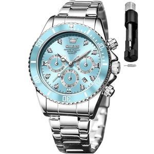 OLEVS 여성용 패션 드레스 다이아몬드 시계 아날로그 쿼츠 스테인리스 스틸 방수 야광의 날 데이트 투톤 손목시계