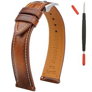 [미국배송] 곰바드르 퀵 릴리스 가죽 시계 밴드 14MM 16MM 18MM 19MM 20MM 21MM 22MM 24MM 빈티지 왁스 태닝 풀업 남성용 교체용 스트랩