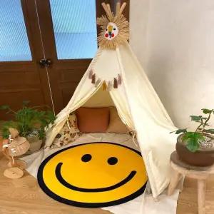 [골드스마일]아이방 아기방 협탁 침대 원형 스마일 대형매트 러그